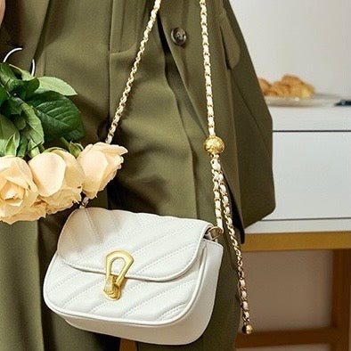Damen-Umhängetasche aus echtem Leder mit Kette – 2025 Summer Luxe Edition 
