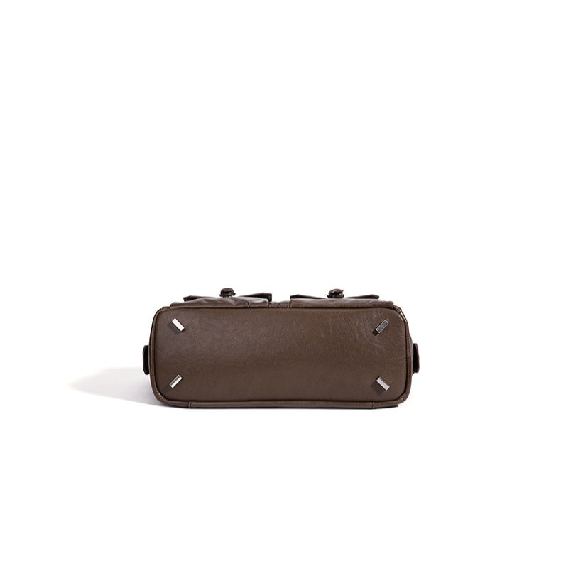 Vintage Genuine Leather Cargo Satchel Clutch Bag
