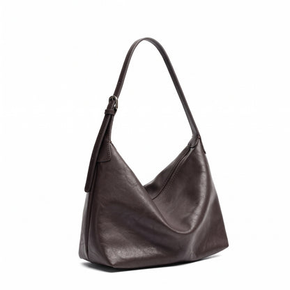 Supple Slouchy Genuine Leather Crescent Hobo Clutch Bag
