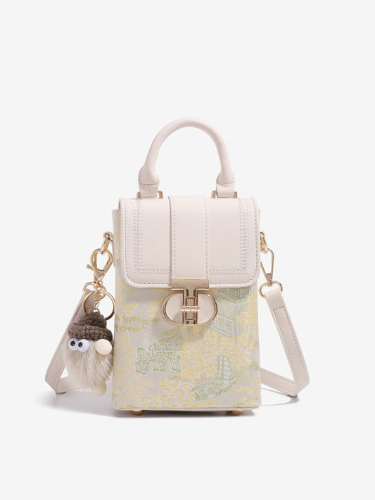 Elegant Oriental Garden Vegan Eco-Leather Mini Clutch Phone Bag