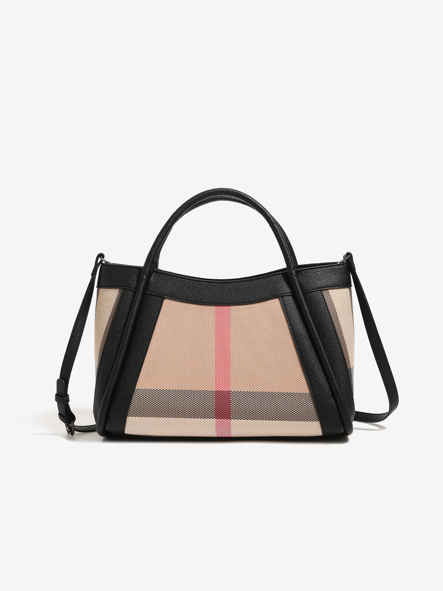 Classic Plaid Vegan Eco-Leather Tote Clutch Bag