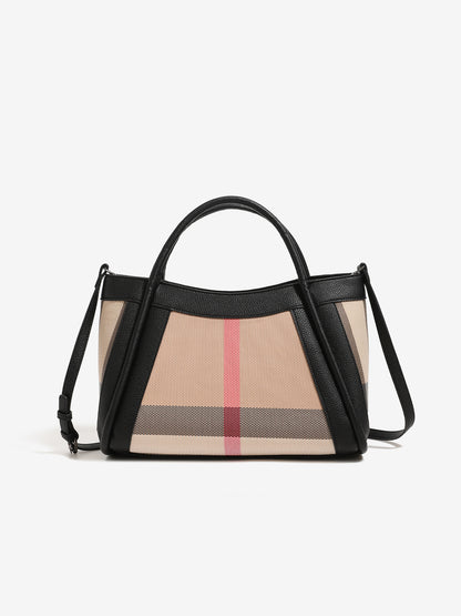 Classic Plaid Vegan Eco-Leather Tote Clutch Bag