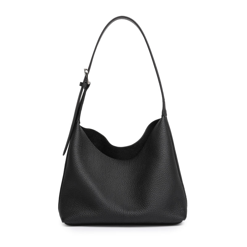 Borsa hobo a secchiello versatile in vera pelle con tracolla regolabile