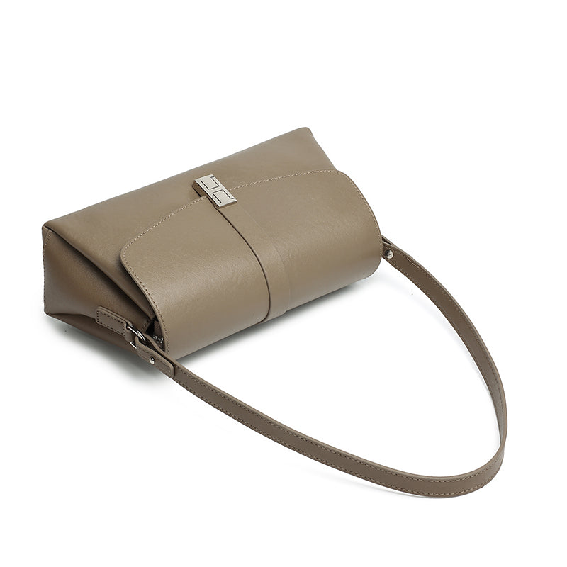 Borsa minimalista a spalla in vera pelle con fibbia H distintiva