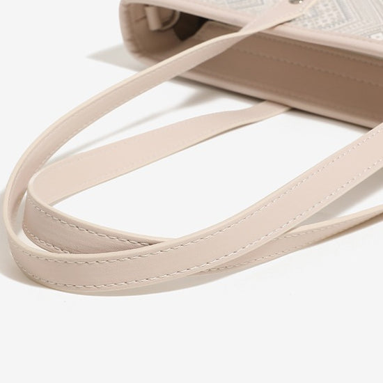 Refined Geometric Jacquard Vegan Eco-Leather Tote Clutch Bag