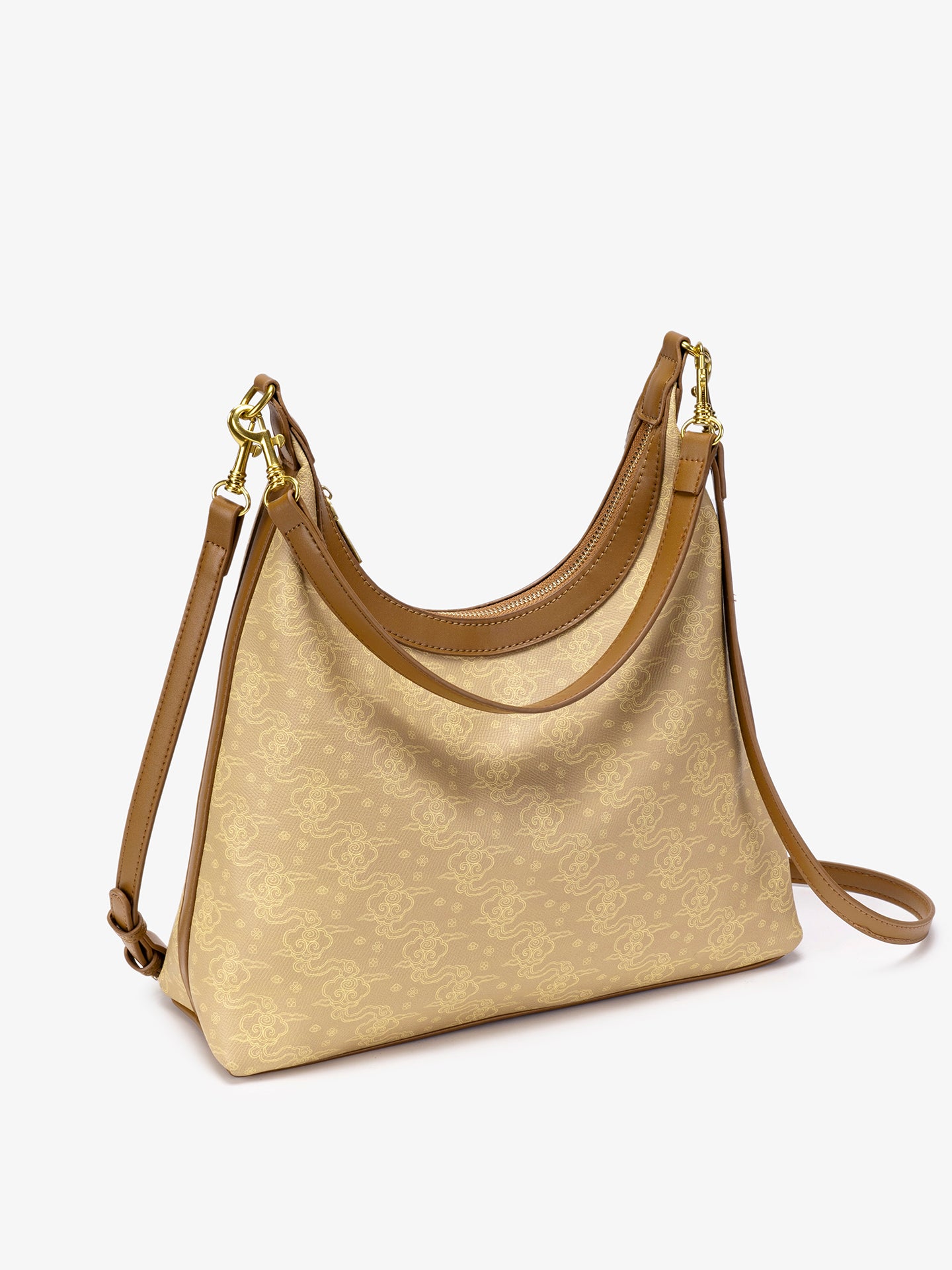 Exquisite Vintage Cloud Motif Vegan Eco-Leather Hobo Bag