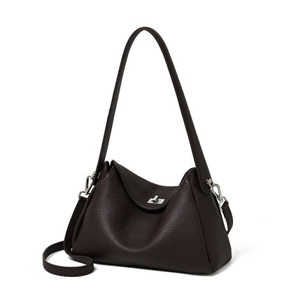 Nonchalant Lychee-Grain Genuine Leather Crossbody Hobo Bag
