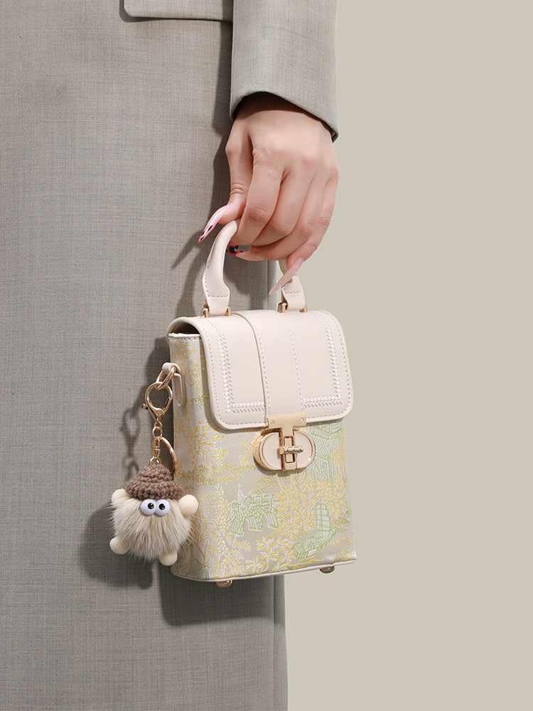 Elegant Oriental Garden Vegan Eco-Leather Mini Clutch Phone Bag