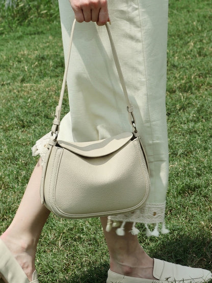 Graceful Genuine Leather Saddle Messenger Clutch Bag
