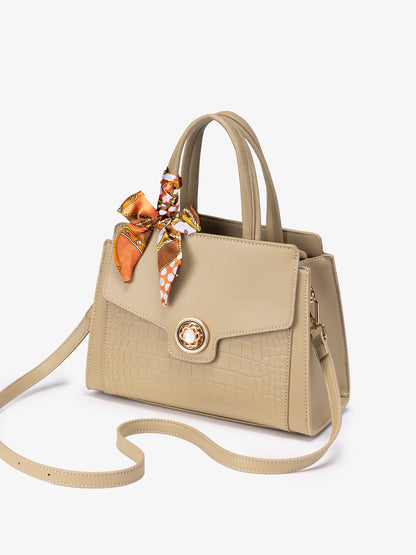 Sophisticated Croc Embossed Vegan Eco-Leather Satchel Clutch Bag