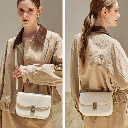 Vintage Sleek Plain Cowhide Genuine Leather Shoulder Messenger Bag