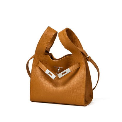 Borsa classica a secchiello chic in vera pelle per tutti i giorni, a tracolla