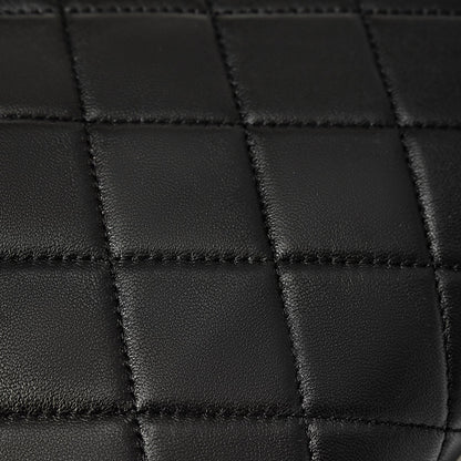 Mini sac pochette matelassé en cuir véritable mouton avec chaîne