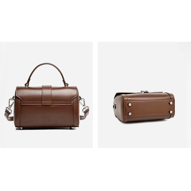 Chic Genuine Leather Cylinder Box Clutch Bag