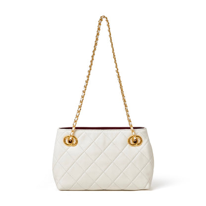 Mini sac pochette matelassé en cuir véritable mouton avec chaîne
