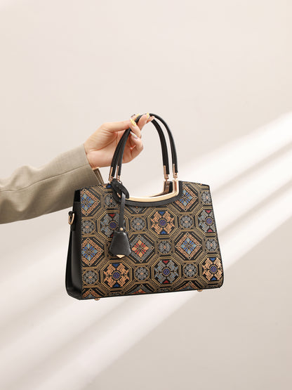 Luxurious Vegan Eco-Leather Jacquard Clutch Bag
