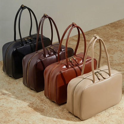 Women's Large Smooth Genuine Leather Bag - Versatile 2-Way Carry Office Work Tote