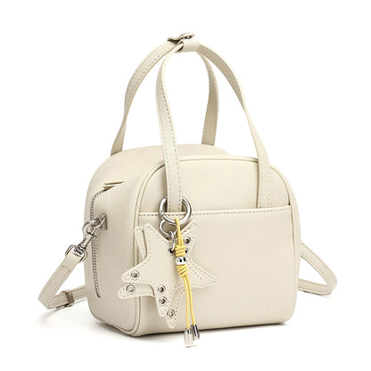 Geantă clutch Boston mini, mică și șic, din piele naturală, cu accesoriu jucăuș în formă de stea