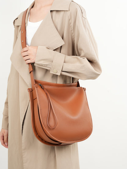 Borsa Tote Morbida in Vera Pelle da Donna in Stile Lazy Chic con Grande Capacità