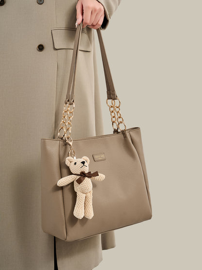 Sophisticated Minimalist Pebbled Vegan Eco-Leather Tote Bag