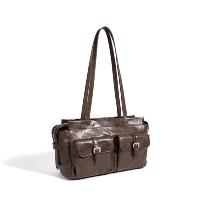 Vintage Genuine Leather Cargo Satchel Clutch Bag