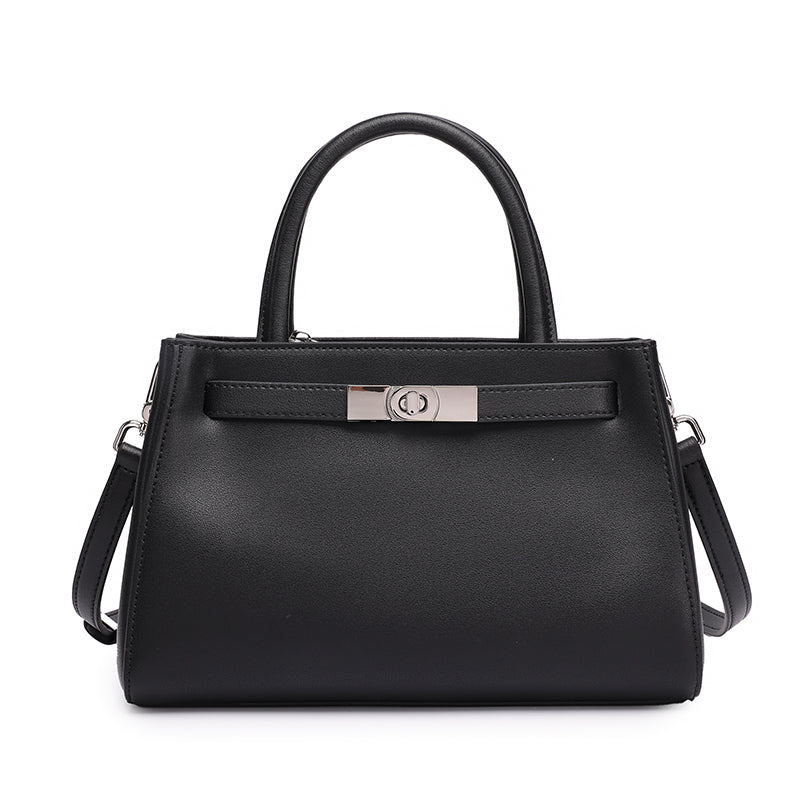 Elegante borsa Kelly a tracolla in vera pelle testurizzata