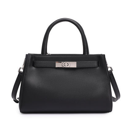 Elegante borsa Kelly a tracolla in vera pelle testurizzata