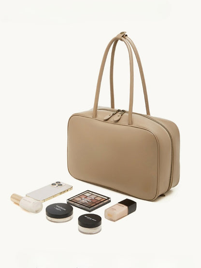 Women's Large Smooth Genuine Leather Bag - Versatile 2-Way Carry Office Work Tote