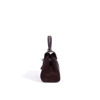 Retro Suede Genuine Leather Kelly Clutch Bag