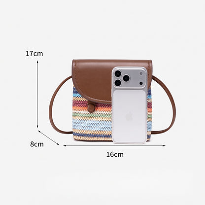 Mini sac bandoulière vibrant en cuir écologique végan à rayures arc-en-ciel
