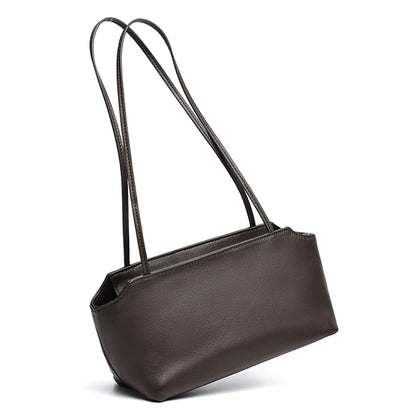 Minimalist Genuine Lambskin Leather Baguette Clutch Bag