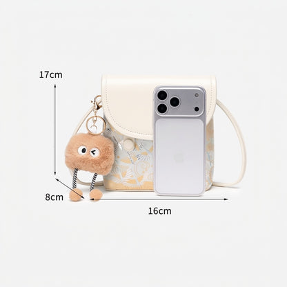 Ethereal Crane Pattern Vegan Eco-Leather Mini Flap Clutch Bag