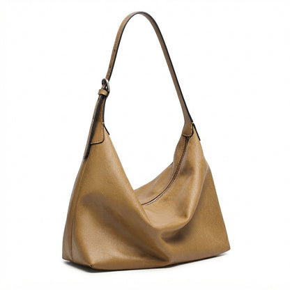 Supple Slouchy Genuine Leather Crescent Hobo Clutch Bag