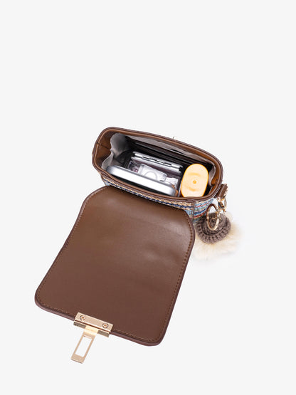 Artisan Multicolored Woven Vegan Eco-leather Mini Clutch Phone Bag