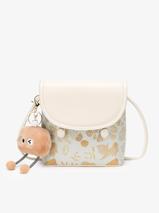 Exquisite Embroidered Vegan Eco-Leather Compact Flap Clutch Bag