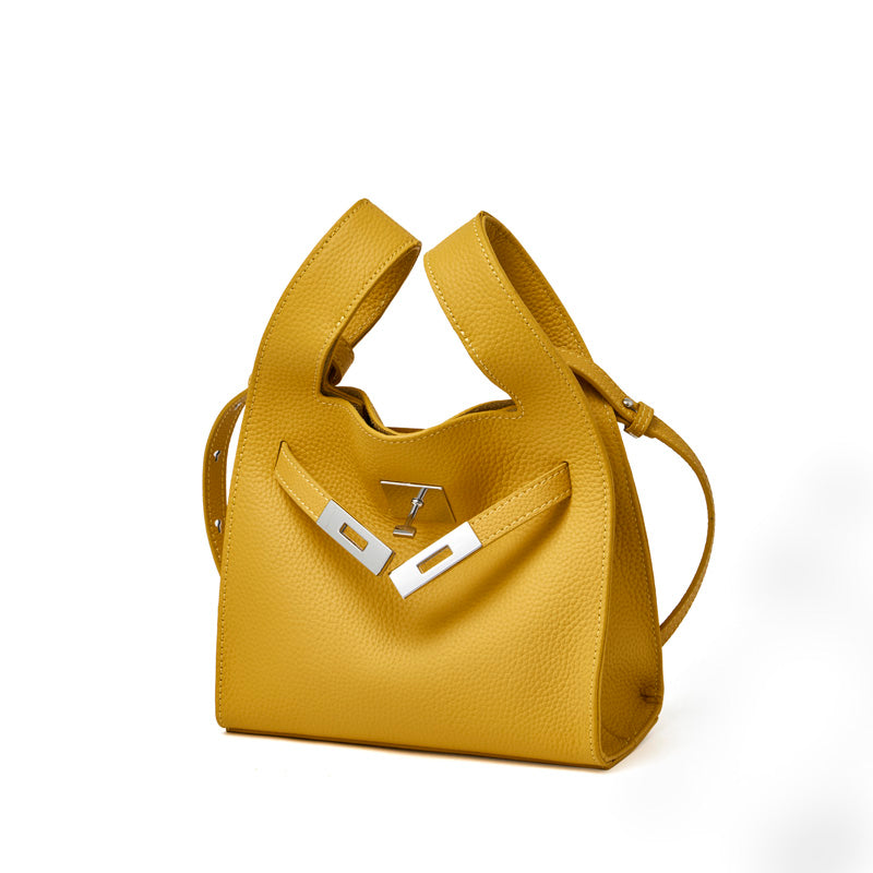 Borsa classica a secchiello chic in vera pelle per tutti i giorni, a tracolla