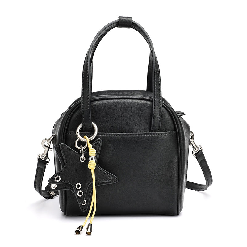 Geantă clutch Boston mini, mică și șic, din piele naturală, cu accesoriu jucăuș în formă de stea