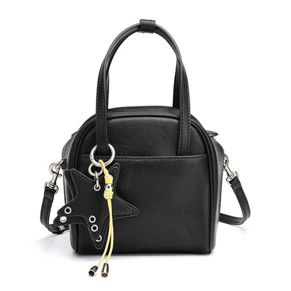 Geantă clutch Boston mini, mică și șic, din piele naturală, cu accesoriu jucăuș în formă de stea