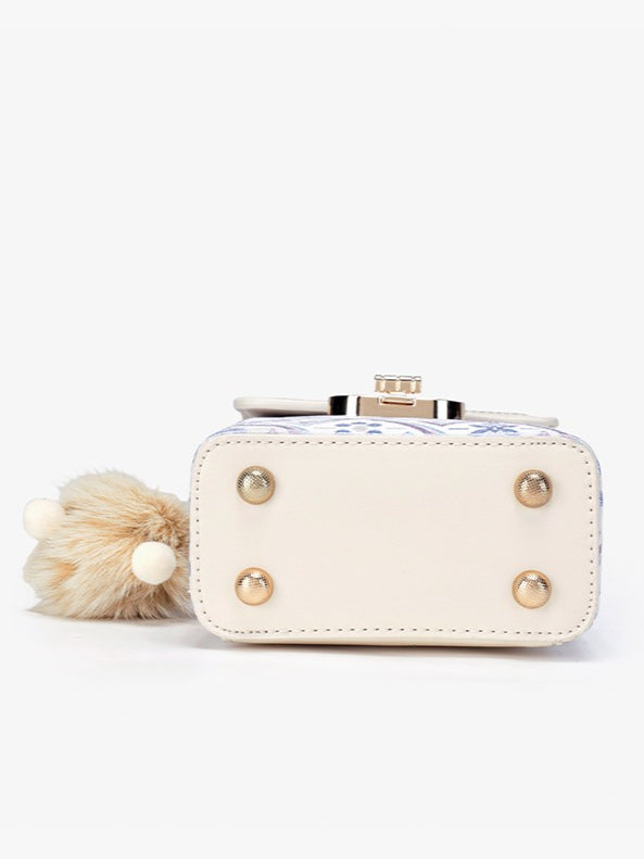 Elegant Oriental Embroidery Vegan Eco-Leather Mini Clutch Bag with Charm