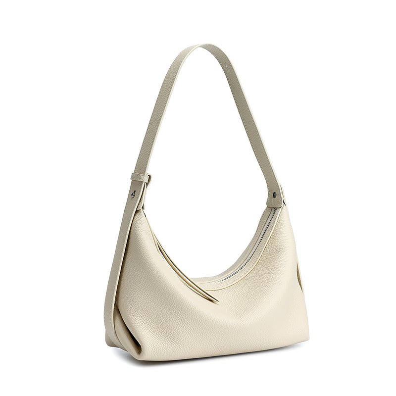 Legere, lässige Hobo-Clutch aus genarbtem echtem Leder  
