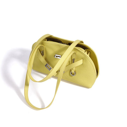 Vibrant Genuine Leather Large Capacity Half-Moon Clutch Bag