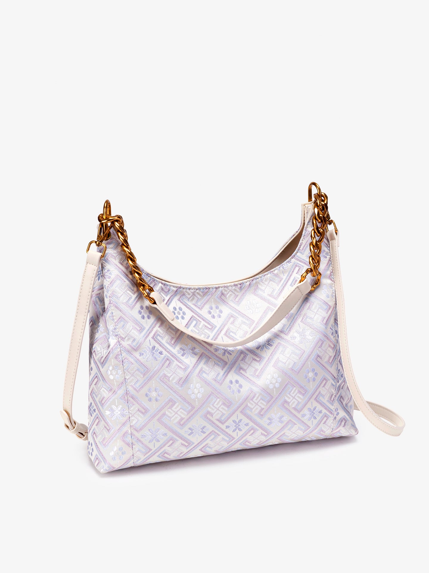 Artisanal Geometric Vegan Eco-Leather Hobo Chain Bag