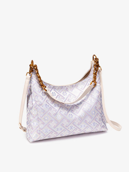 Artisanal Geometric Vegan Eco-Leather Hobo Chain Bag