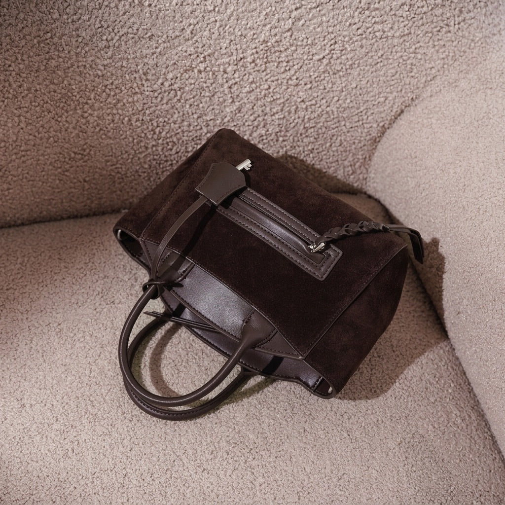 Muted Suede Genuine Leather Clutch Bag