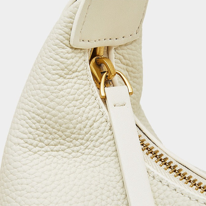 Modern Half-Moon Genuine Leather Bag - Versatile 2-Way Carry Pebbled Hobo