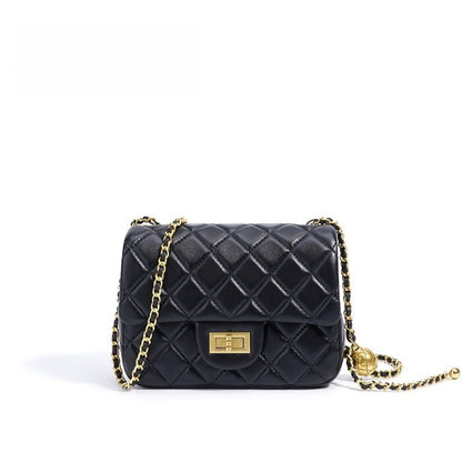 Timeless Petite Sheepskin Leather Quilted Flap Clutch Bag with Golden Ball Chain