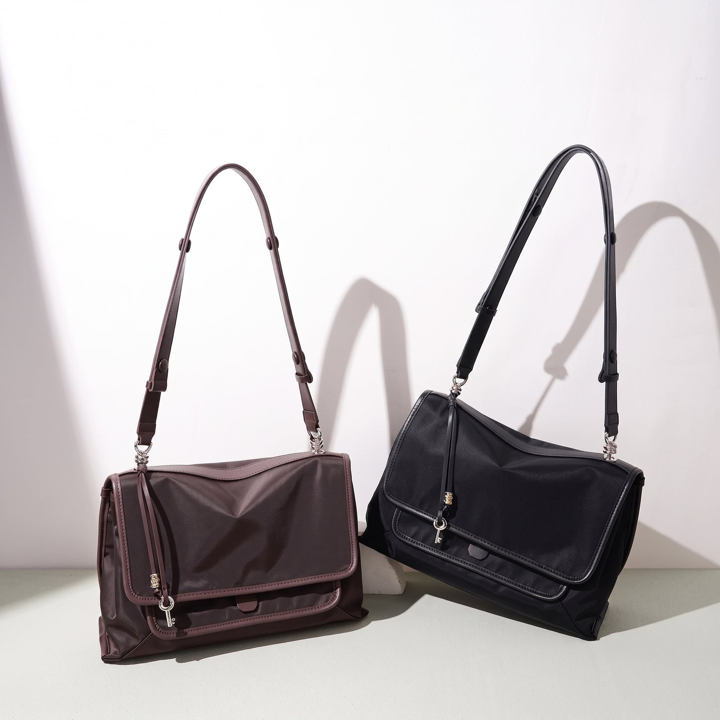 Sleek Nylon Flap Messenger Clutch Bag