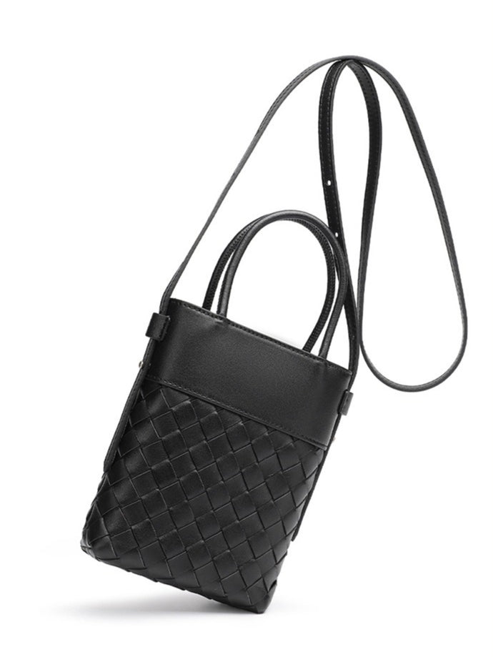 Artisan Woven Genuine Lambskin Leather Mini Clutch Bag