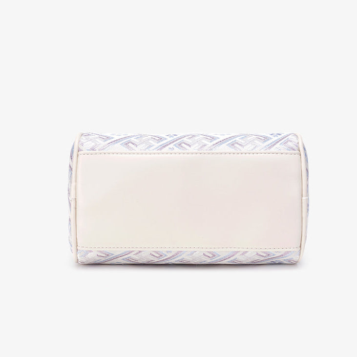 Refined Oriental Brocade Motif Vegan Eco-Leather Boston Clutch Bag