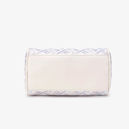 Refined Oriental Brocade Motif Vegan Eco-Leather Boston Clutch Bag